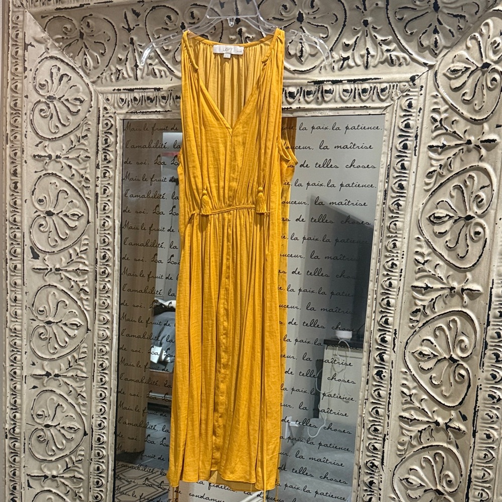 LOFT Golden Yellow Midi Dress